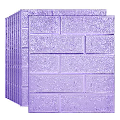 3D Wall Panels Peel and Stick, 14.5 Sq Ft, Faux Brick Purple - color: Purple, size: 14.5 Sq Ft Coverage