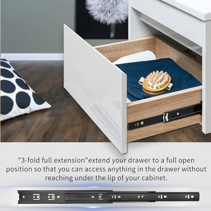 YENUO 3-Fold Full Extension Drawer Slides Ball Bearing 10–24 Inch 100 LB - color: Black-Basic, size: 22 Inch