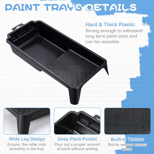 Geelin 60 Pack 4 Inch Paint Tray Liner Set, 58 Disposable with 2 Pans