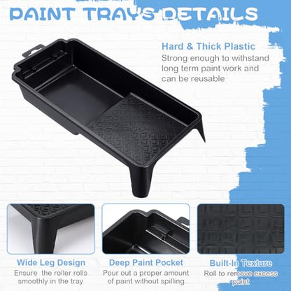 Geelin 60 Pack 4 Inch Paint Tray Liner Set, 58 Disposable with 2 Pans