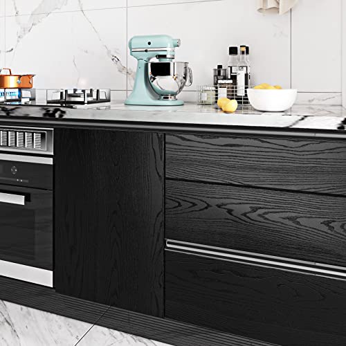 Livelynine 36 X 197 Inch Large Black Wood Contact Paper for Countertops Waterproof Kitchen Counter Top Cover Wood Grain Wallpaper Peel and Stick Vinyl Self Adhesive Countertop Covering Laminate Wrap - size: 197" x 36"