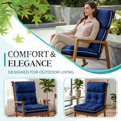 Patio Chair Cushions High Back 44"x22"x4" Thick (Blue) - color: Blue