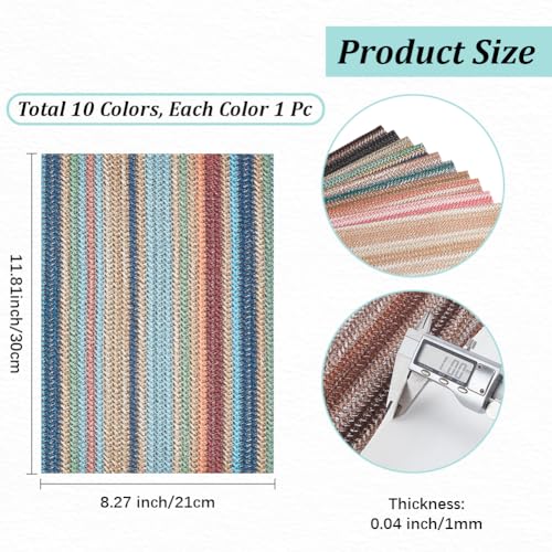 10 Colors 11.8 x 8.3 Inch Braided Texture PU Leather Sheets Soft Woven Leather Fabrics Waterproof Colorful Microfiber Leatherette Rolls for Crafts Handicraft DIY Projects ﻿Handbags Bows - style: woven pattern B