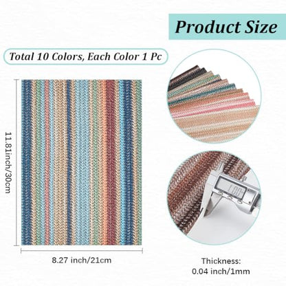 10 Colors 11.8 x 8.3 Inch Braided Texture PU Leather Sheets Soft Woven Leather Fabrics Waterproof Colorful Microfiber Leatherette Rolls for Crafts Handicraft DIY Projects ﻿Handbags Bows - style: woven pattern B