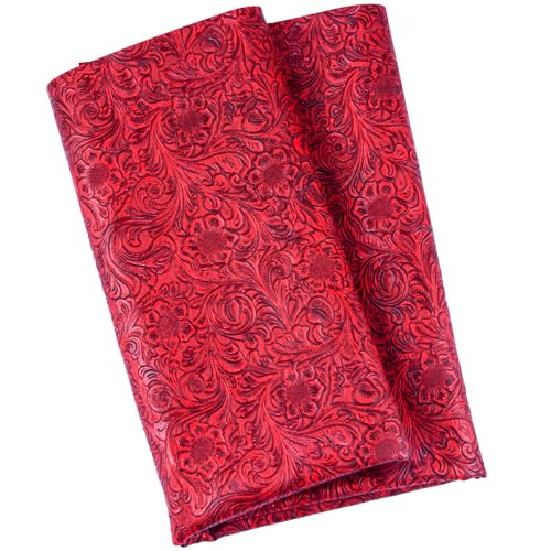 HGUAN Embossed Faux Leather Fabric 1 Yard Cut 36"x53" Embossed Vinyl Suitable for Upholstery Furniture Seat, Handmade DIY Projects (Red) - color: Red