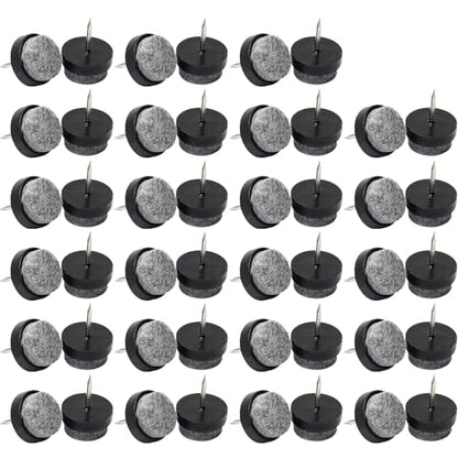 MroMax Round Felt Furniture Pads Nail-on Slider-0.79"/20mm Diameter Screw-on Floor Protectors for Wooden Furniture Chair Tables Leg Feet Non Slip Black Tone 46Pcs - size: 0.79"Dia(20mm)