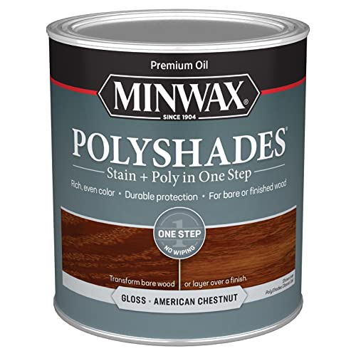 Minwax PolyShades Wood Stain + Polyurethane Finish – Quart, American Chestnut, Gloss - color: American Chestnut, size: 1 Quart, style: Gloss