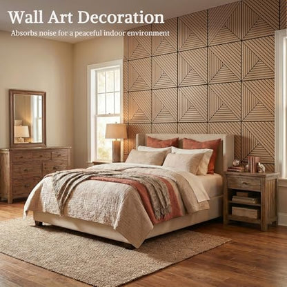 Acoustic Wall Panels, 8 Piece 23.62"X 23.62" PVC Peel and Stick Wall Panels - color: Oak-Elysian Step Vortex, size: 94 X 48 Inches