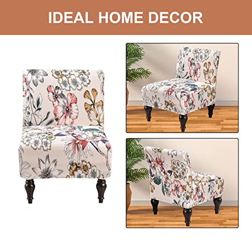 Eco-Ancheng Armless Chair Slipcover Removable Armless Accent Chairs Covers Washable Armless Slipper Chair Slipcover Printed Armless Chair Furniture Protector Covers for Living Dining Room Hotel - color: 502