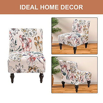 Eco-Ancheng Armless Chair Slipcover Removable Armless Accent Chairs Covers Washable Armless Slipper Chair Slipcover Printed Armless Chair Furniture Protector Covers for Living Dining Room Hotel - color: 502