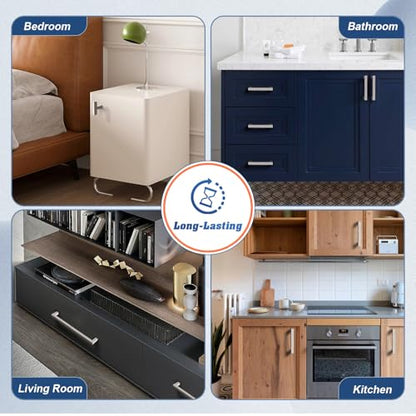 KNOBWELL 20 Pack| 5 inch Square Kitchen Cabinet Handles, 128mm Brushed Nickel Cupboard Pulls, Dresser Drawer Knobs and Pulls Bathroom Cabinet Handles - color: Brushed Nickel, size: Hole Center:5 inch(128mm)