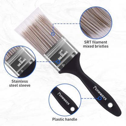 Paint Brushes -2 Inch Flat and Angle Paint Brush for All Latex and Oil Paints & Stains Paintbrush for Varnish, Paste, Gesso and Limewash(24 Packs) - size: 24 packs
