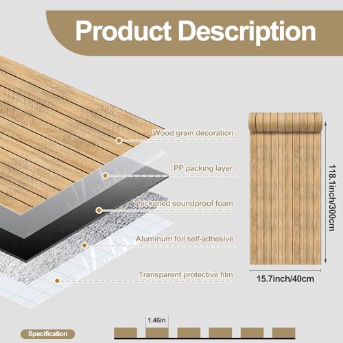 Thick Wood Slat Wall Panels, Modern 3D Peel and Stick, 15.75"x118" Self-Adhesive Accent Wall with Sound Dampening for TV Wall and Ceiling, Bedroom, Home Office, Brown, 13 Sq Ft - color: Brown