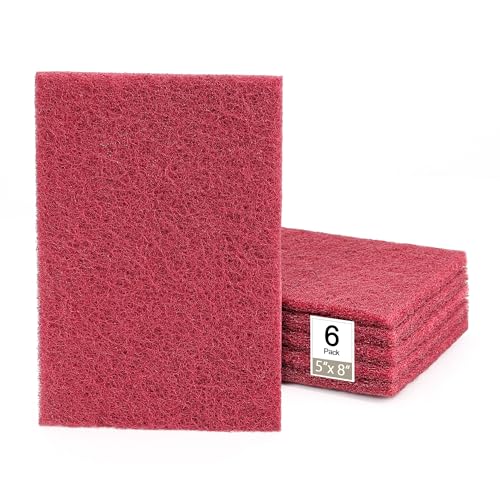 5"x8" Maroon Scuff Pads 6 Pack - 320 Grit Abrasive for Paint Prep, Auto Body & Woodworking, Non-Woven Aluminum Oxide, Reusable Wet or Dry, Resists Clogging & Tearing - color: Maroon, size: 6 pcs (5" x 8")