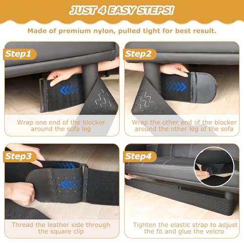 Under Couch Blocker 5" x 13 ft, Elastic Sofa Gap Bumper for Kids & Pets - size: Large