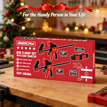 3-Pack 12 Inch Bar Clamps for Woodworking with Clamp Connector, 12" Quick-Release Wood Clamps with 150 LBS Load Limit, Trigger Clamp Set, One-Handed Clamps/Spreader Ideal for Woodworking DIY Projects - style: 12" (3-Pack) | Extends to 24"+