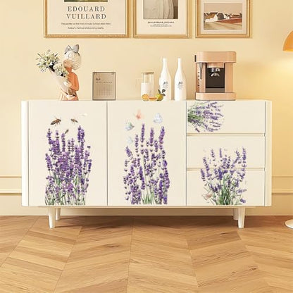 PLIGREAT 3 Sheets Lavender Rub on Transfers for Crafts and Furniture, Rub on Decals Flower Furniture Transfer Stickers for DIY Fridge Door Table Decoration Home Decor Transfer Paper - style: Purple Lavender