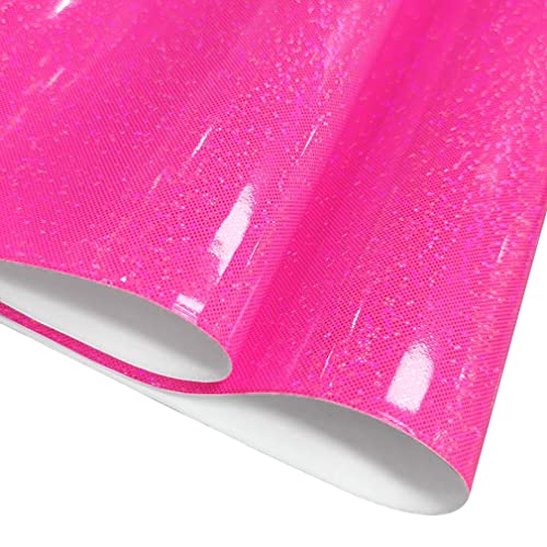 HYANG Holographic Mirror Fine Laser Flash Crystal Pink PU Faux Leather 1 Roll 12"X53"(30cmX135cm), Faux Leather Very Suitable for Leather Earrings, Bows, Handbag ，Sewing ，Crafts Making - color: Pink