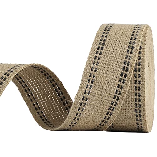 MEEDEE Upholstery Jute Black Webbing 2 Inch Craft Jute Webbing Burlap with Black Stitching for Home Decor, Chair, Seat, Furniture, Wreath Bow, Craft Projects Rustic Decor (10 Yards) - color: Black, size: 2"