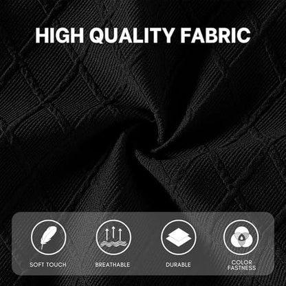 SearchI Waterproof Dining Chair Seat Covers Set of 4, Check Black - color: Check Black