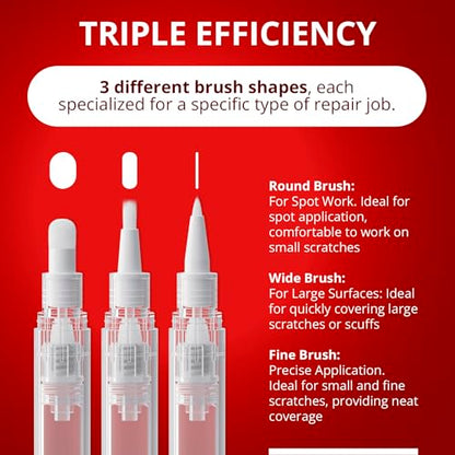 X-Protector Touch Up Paint Pen - 3 Refillable Pens with 3 Types of Brushes - style: Pack of 3, Refillable