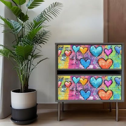 Wall Decal 78.7 x 15.7 in Heart Graffiti Peel and Stick - color: colorful0902
