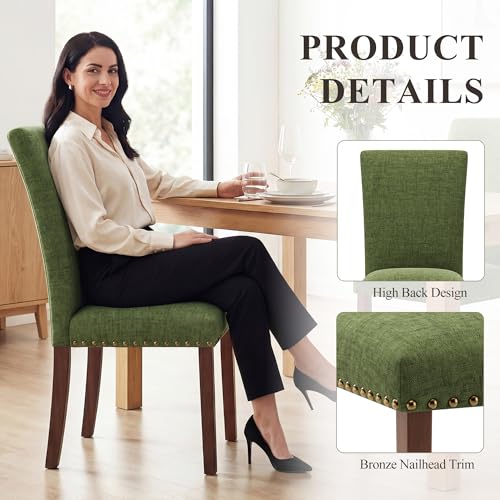 COLAMY Upholstered Parsons Dining Chairs Set of 6 - color: F-green, size: Set of 6