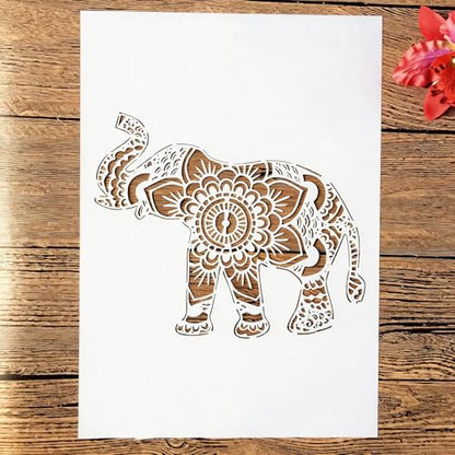TIAMECH A4 Reusable Nose Up Elephant Stencil for Painting - style: Nose Up Elephant