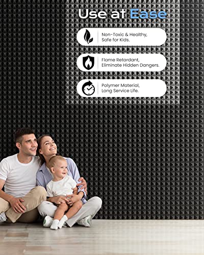 Sonicism Sound Proof Foam Panels for Walls 12 Pack Self-Adhesive 1"X12"X12" - color: Black-Gray, size: 1 Inch 12 Pack Self-Adhesive