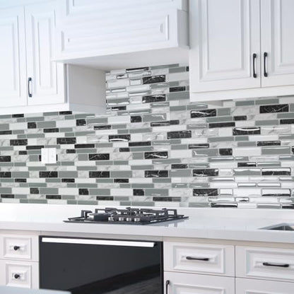 Art3d 12 x 12 Inch Vinyl Peel and Stick Backsplash, 20-Pack, Marble Grey - color: Gray Marble, size: 12" x 12" (20 Sheets)