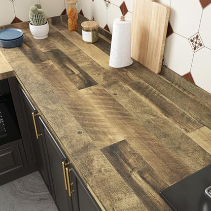 WESTICK Brown Wood Contact Paper Peel and Stick Countertops Waterproof Wood Grain Wallpaper Countertop Contact Paper Removable Wooden Vinyl Wrap for Countertops Kitchen Table Cabinet 15.8"x394" - color: 1, size: 15.8" x 394"