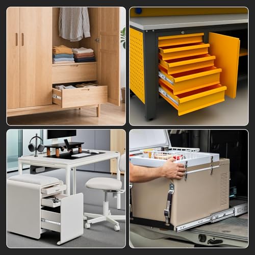 [165 LB Capacity] 1 Pair 14 Inch Soft Close Drawer Slides Side Mount - size: 14 Inch, style: Soft Close Without Lock