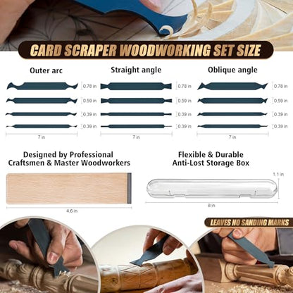 14 Pcs Cabinet Scraper Cards and Cabinet Scraper Burnisher