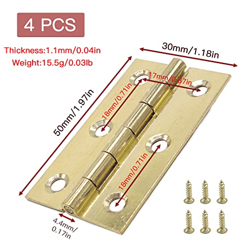 4 Pack Brass Cabinet Hinges 2 Inch for Furniture Drawer Doors - size: 2inch