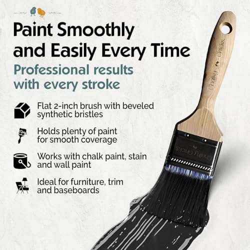 Chalky Chicks Blue Bird Chalk Paint Brush 2 inch Beveled Natural Bristles