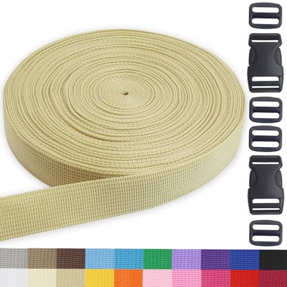 Beige 1 inch Webbing Strap Kit for DIY Crafts-Backpacks-20yds - color: Beige