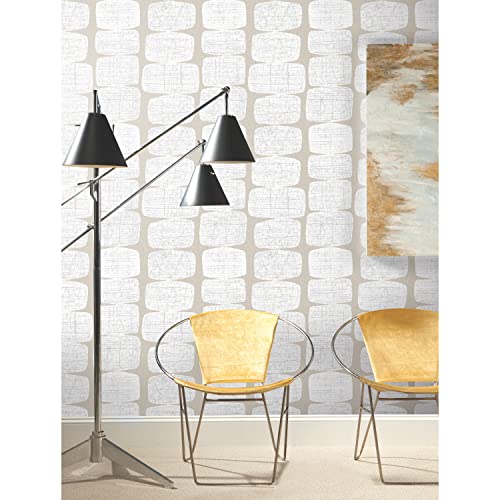 RoomMates Mid-Century Beads Peel and Stick Wallpaper, Tan - color: Tan