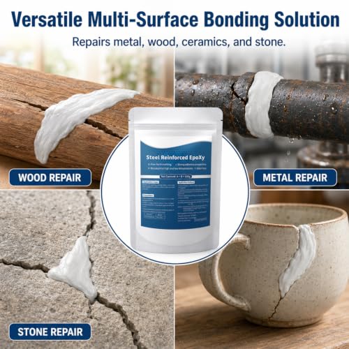 Steel Reinforced Epoxy Putty, Waterproof Heat-Resistant Epoxy Putty Repair Kit, All Purpose Filler Putty AB Epoxy Clay for Metal Wood Ceramic Stone Tile and Plastic
