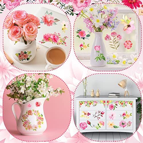 Frienda 24 Sheets Rub on Transfers for Crafts, Floral - style: Floral