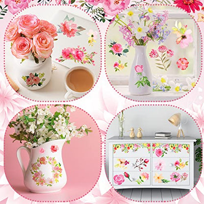 Frienda 24 Sheets Rub on Transfers for Crafts, Floral - style: Floral