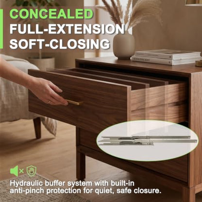 Hitess 1 Pair 21 Inch Undermount Soft Close Drawer Slides Full Extension - size: 21 Inch-1 Pair