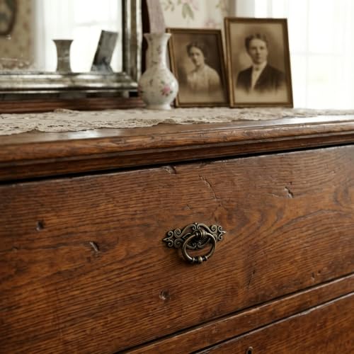 Antique Bronze Ring Pull Handles 8 Pack, Single Hole Drawer Pulls - color: Antique Bronze