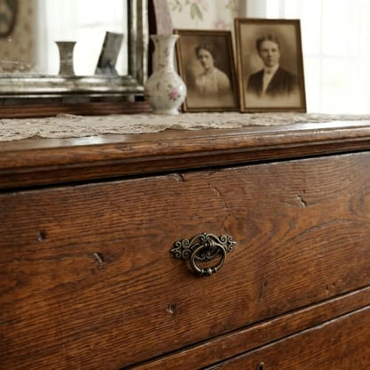 Antique Bronze Ring Pull Handles 8 Pack, Single Hole Drawer Pulls - color: Antique Bronze