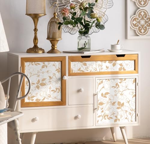 16.9in x118in Rose Floral Peel and Stick Wallpaper Yellow Brown Wallpaper - color: Yellow Rose