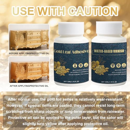 Gold Leaf Kit, Gold Leaf Sheets for Art Gilding Adhiseve Set