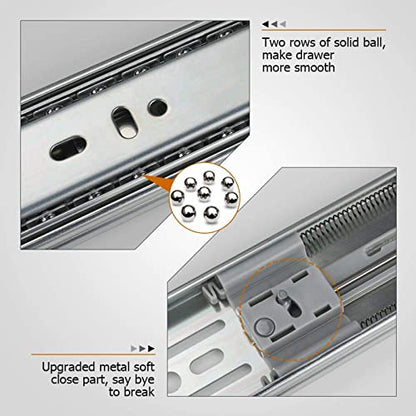 LONTAN 2 Pair Soft Close Drawer Slides 22 Inch Cabinet Drawer Slides & 2 Pair Metal Rear Mounting Brackets for Face Frame Cabinets