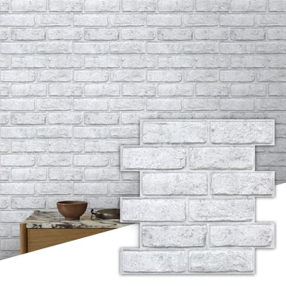 Commomy 3D Faux Brick Wall Panels Grey Spots White 11.8" x 11.8" - color: Brick-Grey Spots White