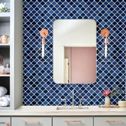 STICKGOO Arabesque Peel and Stick Backsplash Tile for Kitchen, Ceramic Blue - color: Ceramic Blue