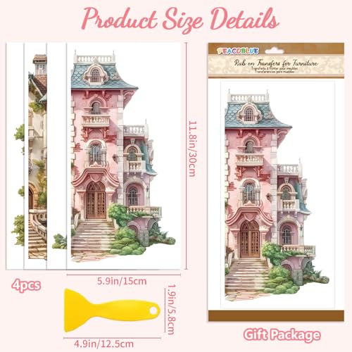 Peacoblue Baroque-Style Villa Rub On Transfers for Furniture Craft 6"x12" - style: Baroque-Style Villa