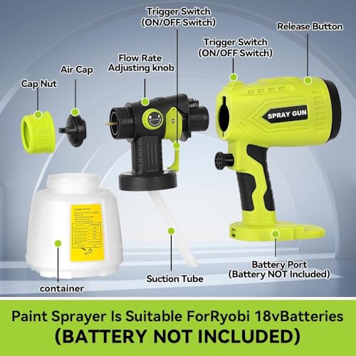 Cordless HVLP Paint Sprayer for Ryobi 18V Battery(Tool Only)
